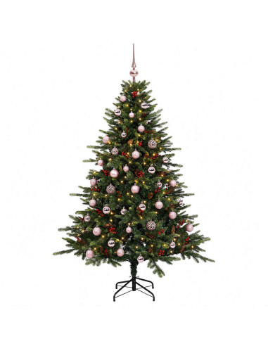 Albero di Natale artificiale con palline 120 cm 150 LED