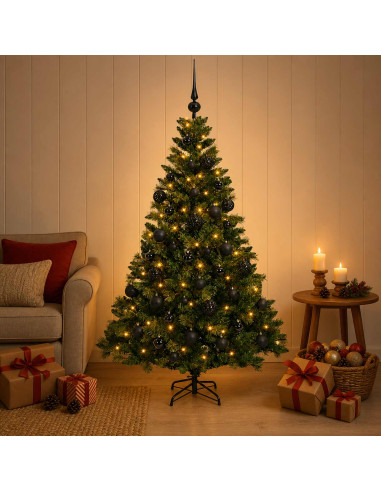 Albero di Natale artificiale con palline 120 cm 150 LED