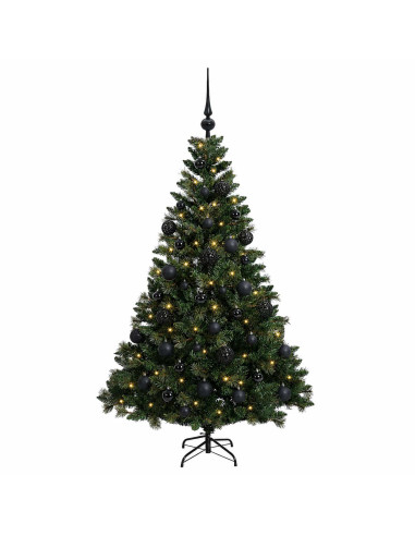 Albero di Natale artificiale con palline 120 cm 150 LED
