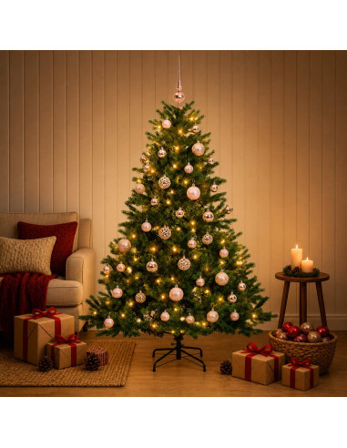 Albero di Natale artificiale con palline 120 cm 150 LED