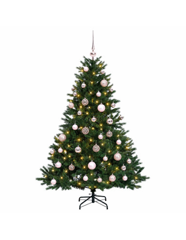 Albero di Natale artificiale con palline 120 cm 150 LED