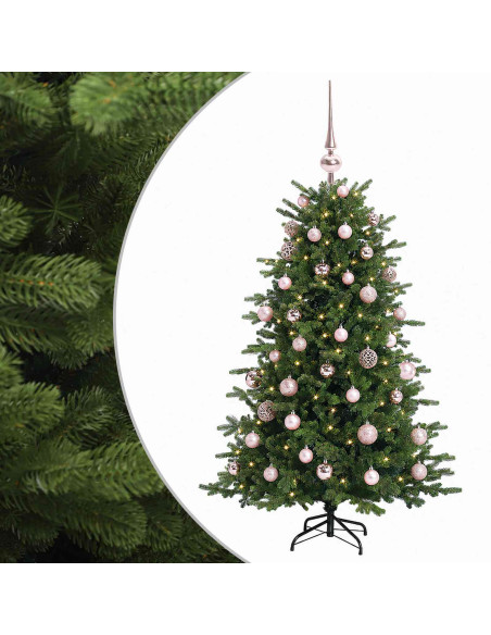 Albero di Natale artificiale con palline 120 cm 150 LED