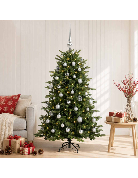 Albero di Natale artificiale con palline 120 cm 150 LED