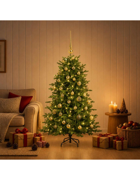 Albero di Natale artificiale con palline 120 cm 150 LED