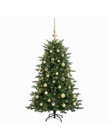 Albero di Natale artificiale con palline 120 cm 150 LED