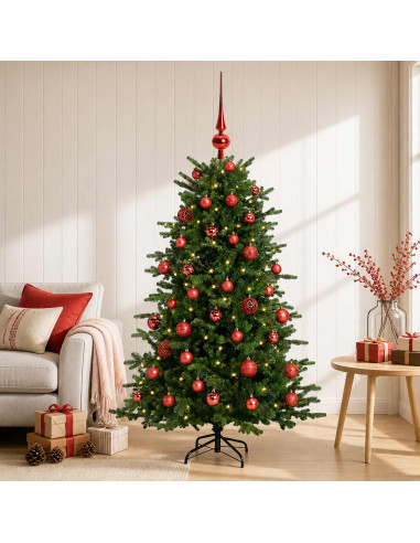 Albero di Natale artificiale con palline 120 cm 150 LED