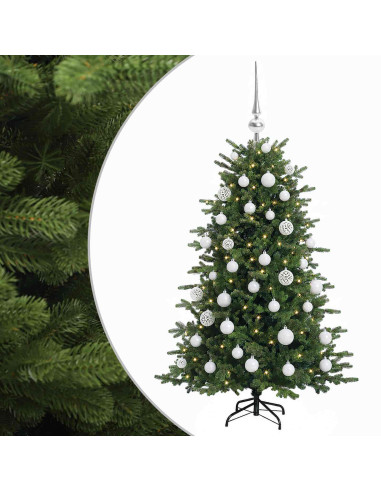 Albero di Natale artificiale con palline 120 cm 150 LED