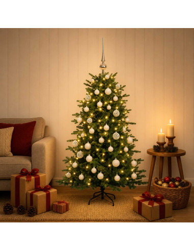 Albero di Natale artificiale con palline 120 cm 150 LED