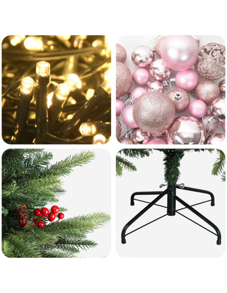 Albero di Natale artificiale con palline 210 cm 300 LED