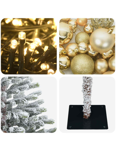 Albero di Natale artificiale con palline 210 cm 300 LED