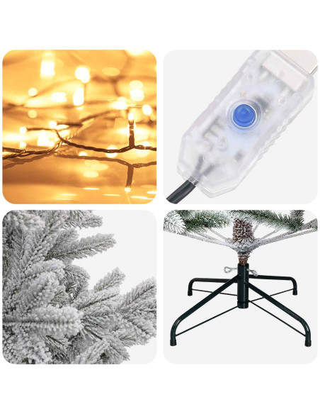 Albero di Natale Artificiale con Rami Pieghevoli 120 cm 150 LED