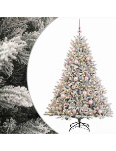 Albero di Natale artificiale con palline 210 cm 300 LED