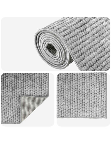 Tappeto Grigio 50 x 200 cm 100% Poliestere 3 mm Lavabile