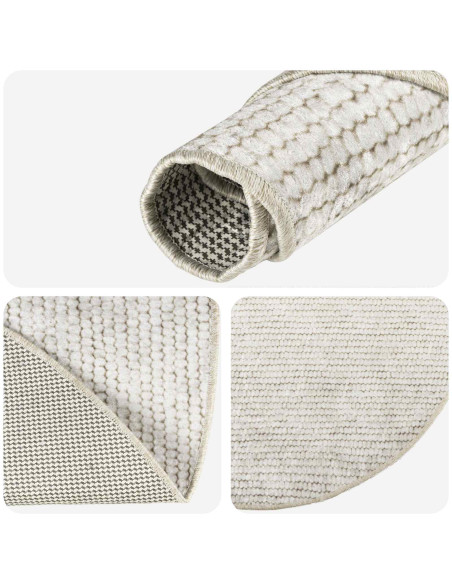 Tappeto Crema Ø 120 cm 100% Poliestere 3 mm Lavabile