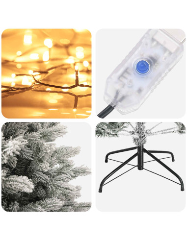 Albero di Natale Artificiale con Rami Pieghevoli 150 cm 150 LED