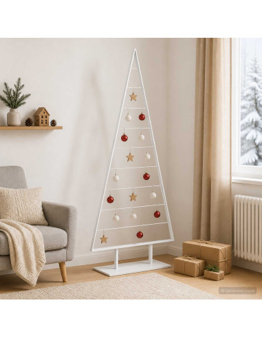 Albero di Natale in metallo KUOPIO 210 cm Acciaio Bianco