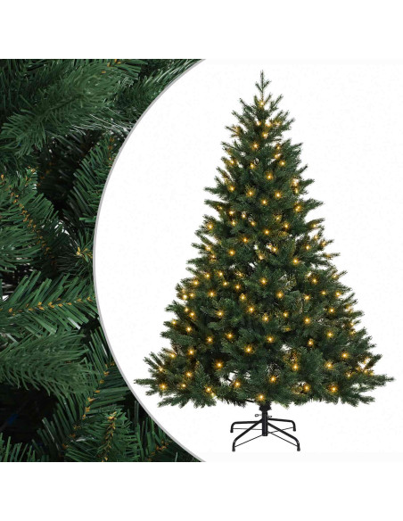 Albero di Natale Artificiale con Rami Pieghevoli 150 cm 150 LED