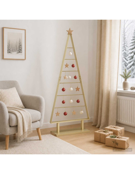 Albero di Natale in metallo KUOPIO 125 cm Acciaio Oro