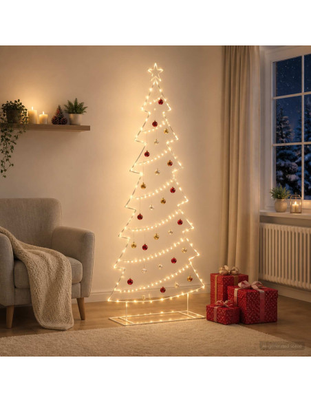 Albero di Natale in metallo con supporto KUOPIO 210 cm Acciaio