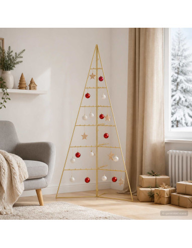 Albero di Natale in metallo KUOPIO 140 cm Acciaio Oro