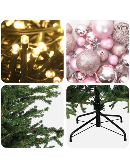 Albero di Natale artificiale con palline 240 cm 300 LED