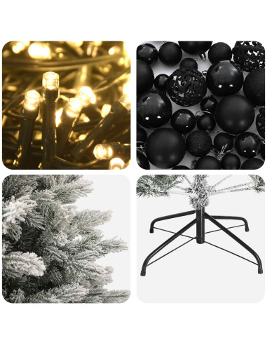 Albero di Natale artificiale con palline 210 cm 300 LED