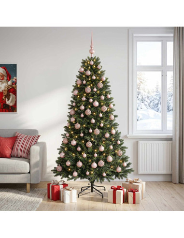 Albero di Natale Artificiale con Palline 210 cm 300 LED