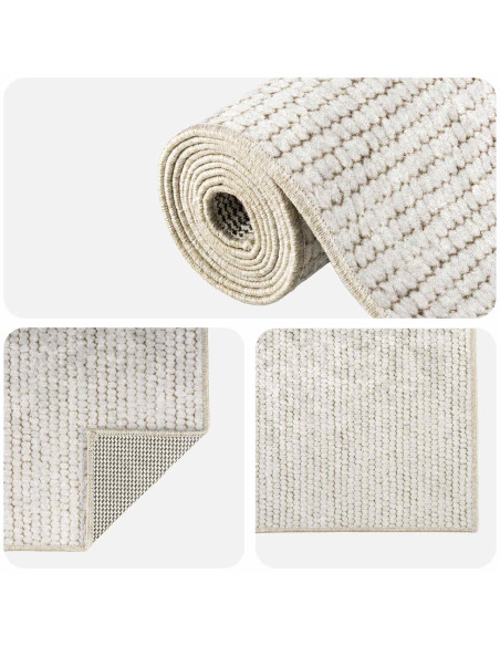 Tappeto Crema 100 x 100 cm 100% Poliestere 3 mm Lavabile