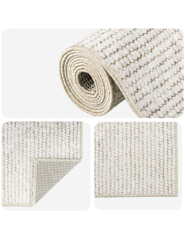 Tappeto Crema 160 x 230 cm 100% Poliestere 3 mm Lavabile