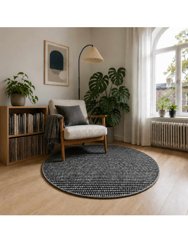 Tappeto Antracite Ø 120 cm 100% Poliestere 3 mm Lavabile