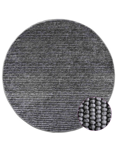 Tappeto Antracite Ø 120 cm 100% Poliestere 3 mm Lavabile