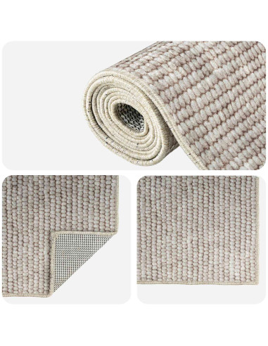 Tappeto Beige 50 x 150 cm 100% Poliestere 3 mm Lavabile