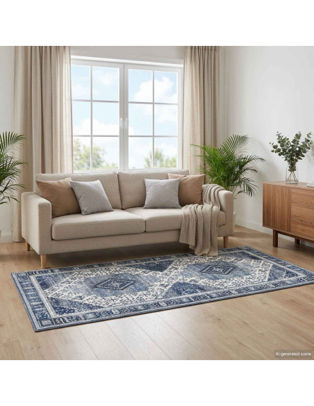 Tappeto ORIZ Blu Scuro 80 x 200 cm 100% Poliestere