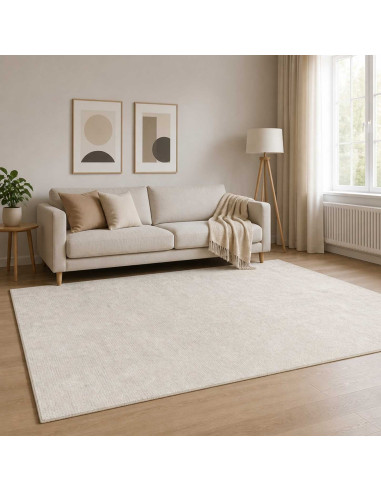 Tappeto Crema 120 x 180 cm 100% Poliestere 3 mm Lavabile