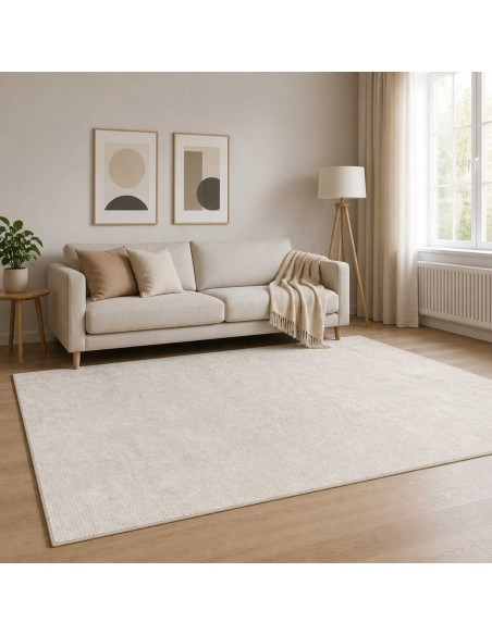 Tappeto Crema 120 x 180 cm 100% Poliestere 3 mm Lavabile