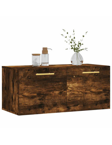 Mobile a Parete Rovere Fumo 80x36,5x35 cm in Legno Multistrato