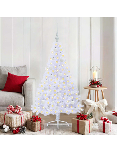Albero di Natale artificiale Bianco 150 cm PVC e Acciaio
