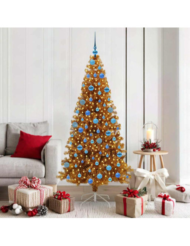 Albero di Natale con 300 LED con supporto Oro 180 cm PET