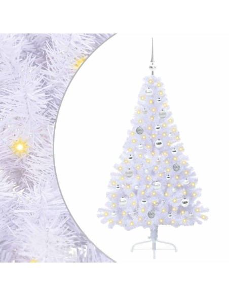 Albero di Natale artificiale Bianco 150 cm PVC e Acciaio