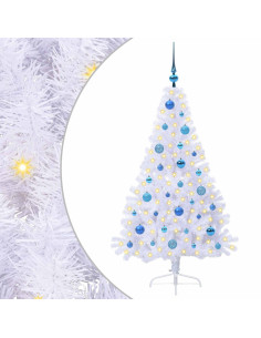 Albero di Natale artificiale Bianco 150 cm PVC e Acciaio 2