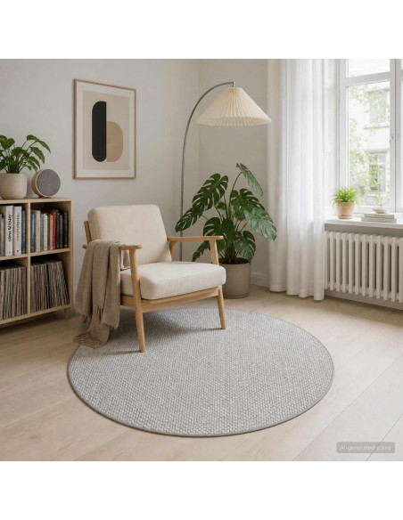 Tappeto Grigio Ø 120 cm 100% Poliestere 3 mm Lavabile
