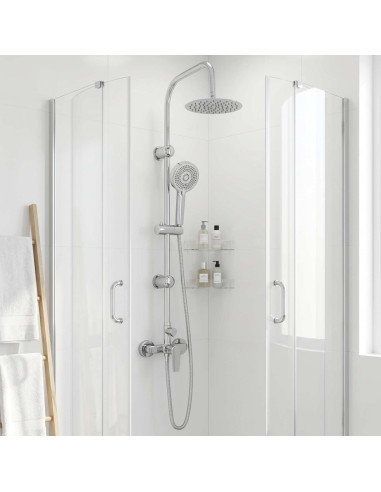 Sistema Doccia Nero Acciaio Inox 21 x 48 x 112 cm