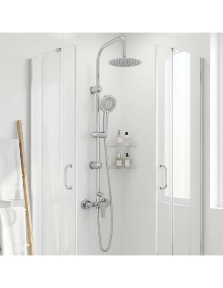 Sistema Doccia Nero Acciaio Inox 21 x 48 x 112 cm