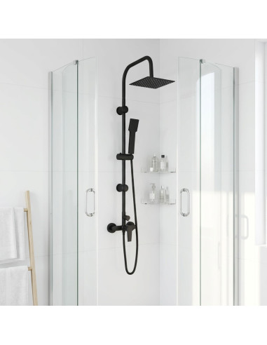 Sistema Doccia Nero Acciaio Inox 21 x 48 x 112 cm
