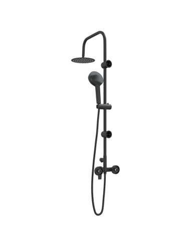Sistema Doccia Nero Acciaio Inox 21 x 48 x 112 cm