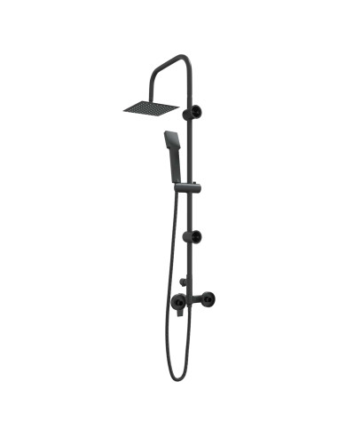 Sistema Doccia Nero Acciaio Inox 21 x 48 x 112 cm