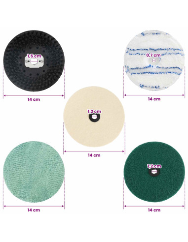 Set di tamponi per lucidatrice 20 pz Ø 14 cm Multicolore