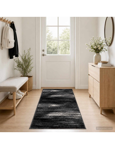 Tappeto Runner FLORNES Tessuto Nero PP 7 mm