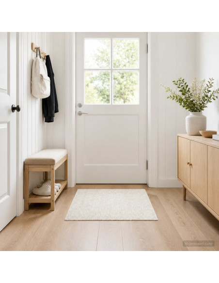 Tappeto Crema 100 x 100 cm 100% Poliestere 3 mm Lavabile