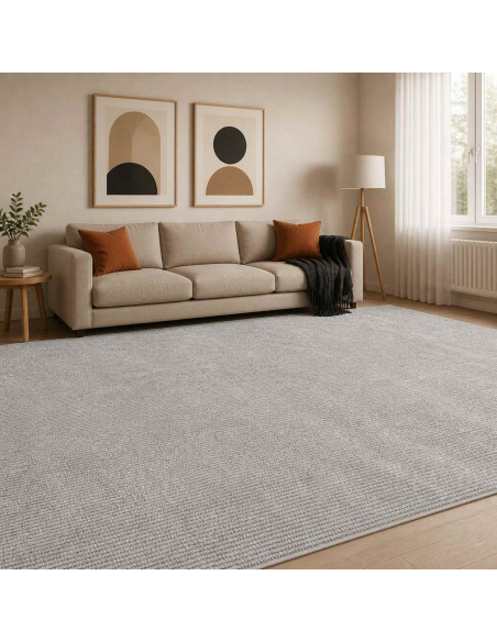 Tappeto Grigio 300 x 400 cm 100% Poliestere 3 mm Lavabile